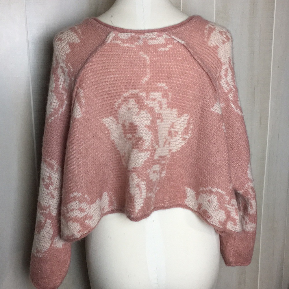 Free People Pink Oversized Crop Sweater S - Picture 6 of 8